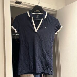 Women’s Nautica Blue and White Polo